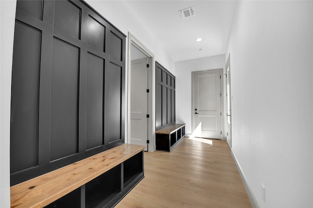 mudroom featuring light hardwood / wood-style flooring