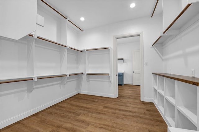 spacious closet with hardwood / wood-style floors