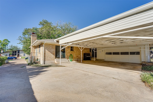 exterior space with a garage