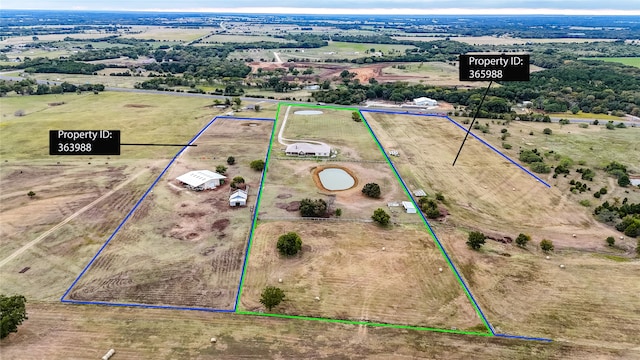 bird's eye view featuring a rural view