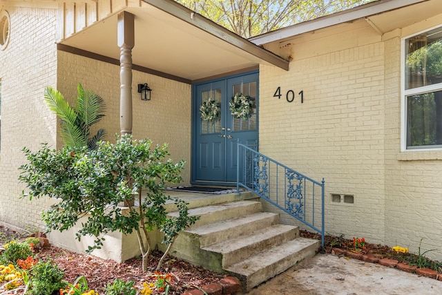 view of exterior entry with french doors