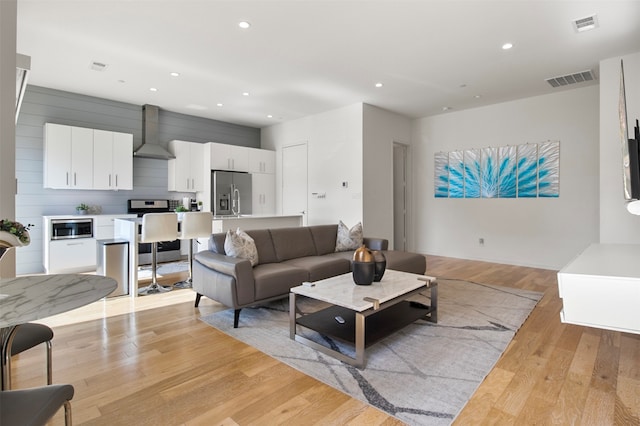 living room with light wood-type flooring