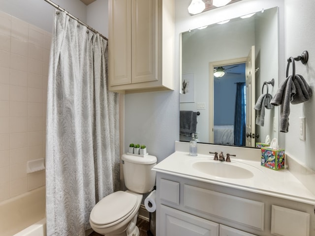 full bathroom featuring vanity, toilet, and shower / bath combo