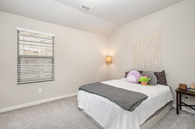 641 Fletcher Dr, Fate, TX 75087 - carpeted bedroom featuring baseboards, vaulted ceiling, and visible vents