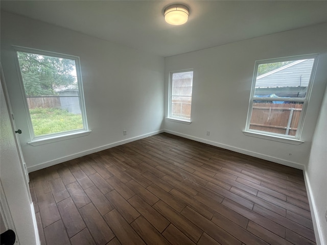 spare room with dark hardwood / wood-style floors and a wealth of natural light