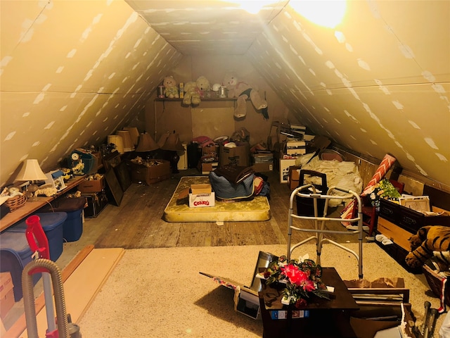 view of unfinished attic