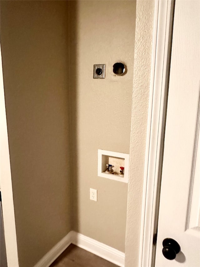 clothes washing area featuring electric dryer hookup and hookup for a washing machine