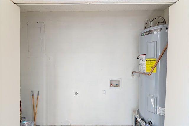 utility room with water heater