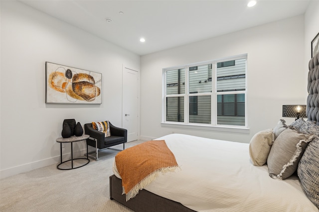 carpeted bedroom with a closet