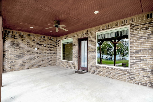 view of patio with ceiling fan