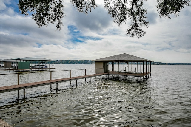 view of dock featuring a water view