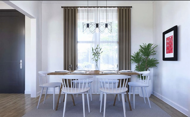 dining room with hardwood / wood-style flooring