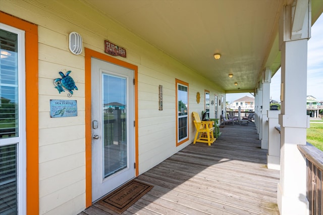 wooden deck with covered porch