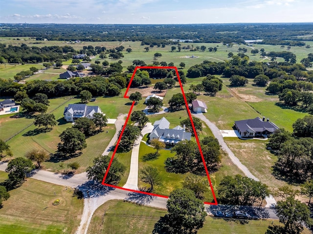 aerial view with a rural view