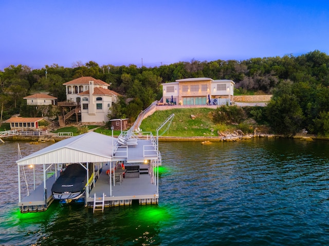 dock area featuring a water view