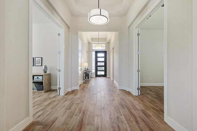 foyer entrance featuring light hardwood / wood-style flooring