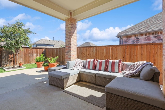 view of patio / terrace featuring an outdoor living space