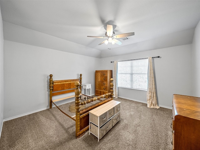 bedroom featuring carpet flooring and ceiling fan