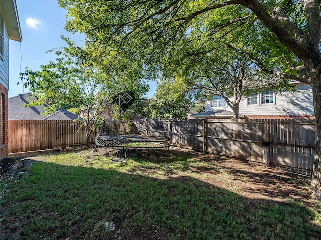 view of yard with a trampoline