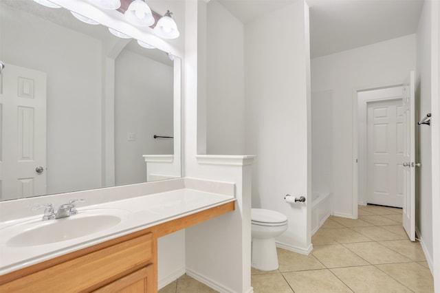 bathroom featuring tile patterned floors, vanity, and toilet