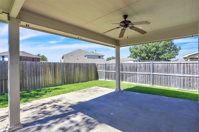 view of patio with ceiling fan