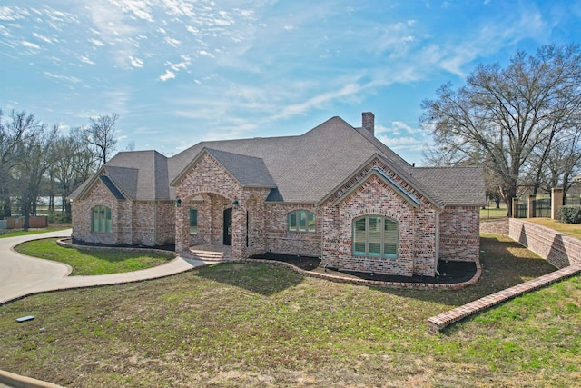 view of front facade featuring a front yard