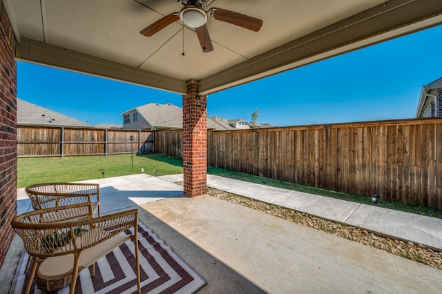 view of patio with ceiling fan