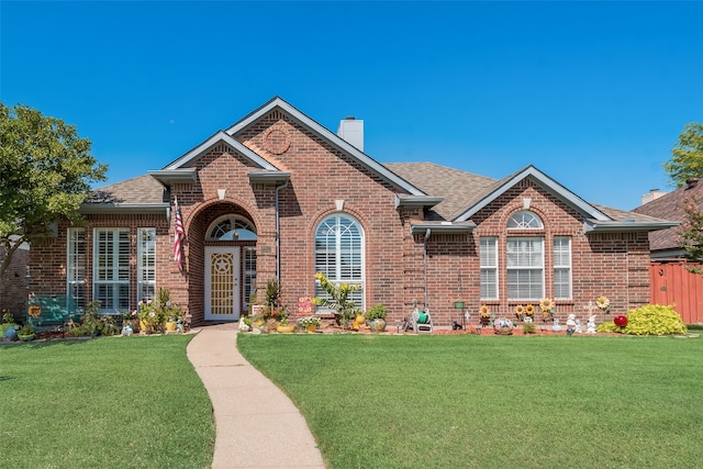 view of front facade featuring a front lawn