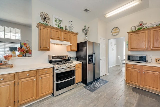 kitchen with light hardwood / wood-style flooring and stainless steel appliances