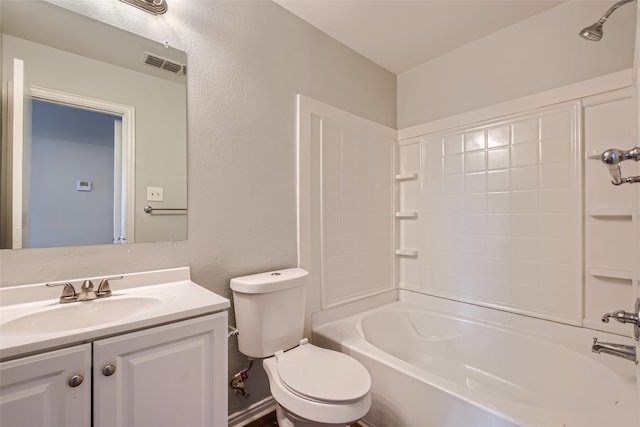 full bathroom featuring vanity, toilet, and bathtub / shower combination