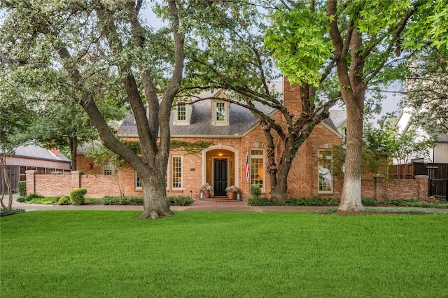 view of front of home with a front yard