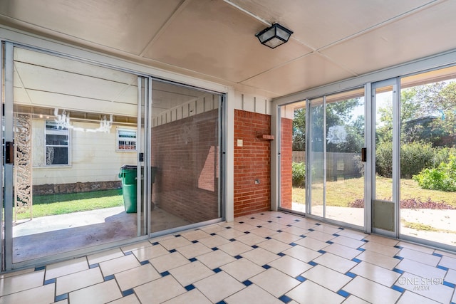 view of unfurnished sunroom