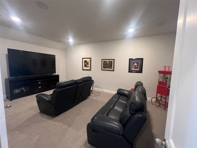 view of carpeted home theater room