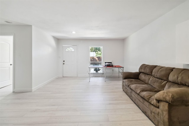 living room with light hardwood / wood-style floors