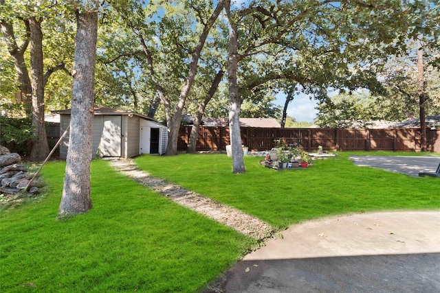 view of yard featuring an outdoor structure