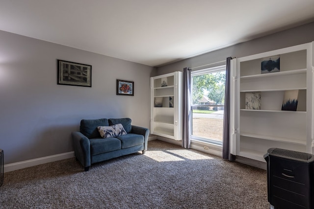 living area with carpet