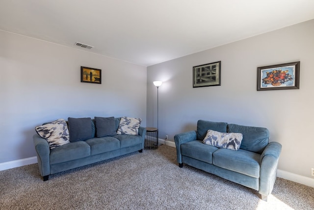 living room featuring carpet flooring