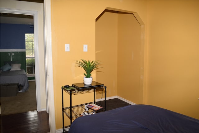 bedroom featuring dark wood-type flooring