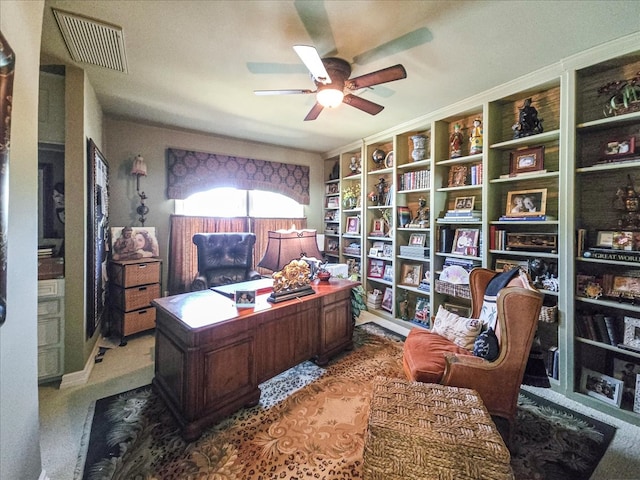 home office featuring ceiling fan