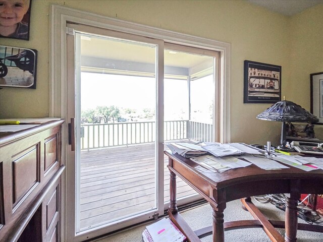 home office featuring carpet floors