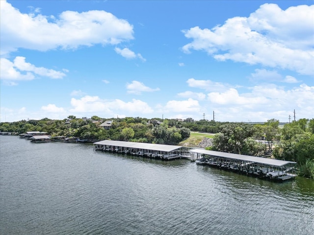 water view with a boat dock