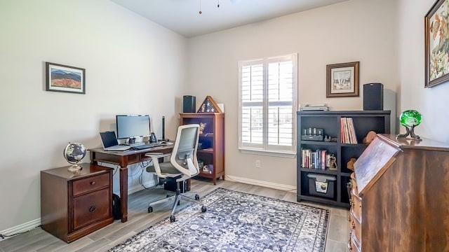 office area featuring light wood-type flooring