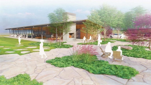 160 Pintail Ln, Rhome, TX 76078 - view of yard featuring a patio area and exterior fireplace