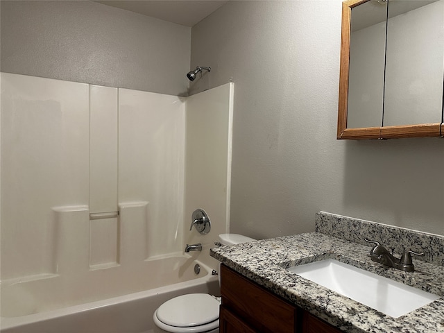 full bathroom featuring vanity, toilet, and shower / bathing tub combination