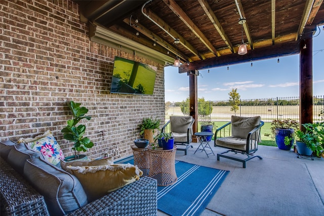 view of patio / terrace featuring an outdoor living space