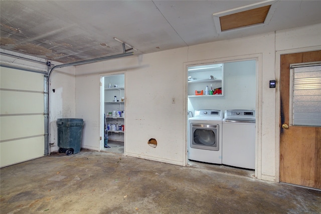 garage with washer and dryer