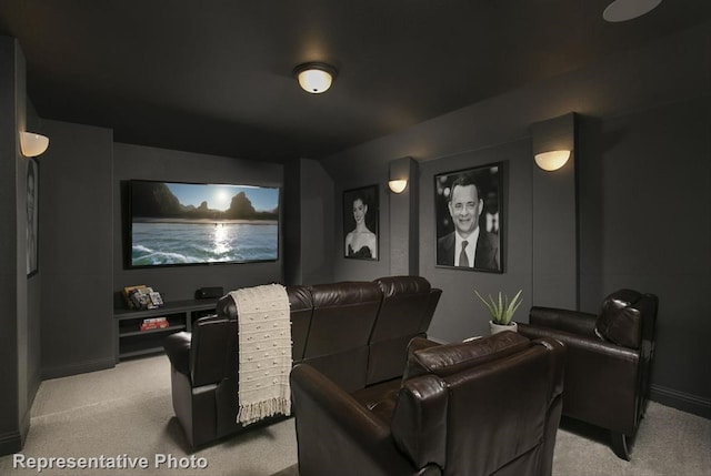 view of carpeted home theater room