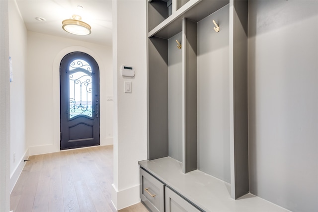 mudroom featuring light wood-type flooring