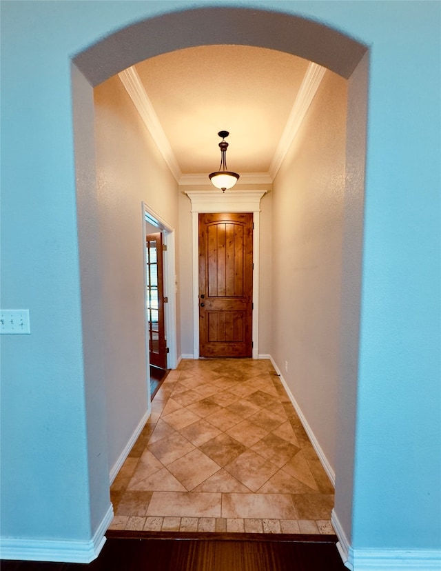 interior space with ornamental molding