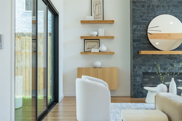 interior space with light hardwood / wood-style flooring